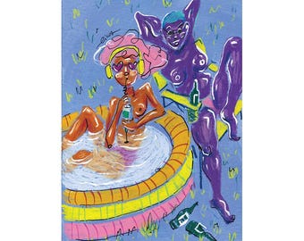 Summer Our Way - Queer Summer Art Poster – Colorful, Feminist and Rebellious Art Print – Funky Pools Series