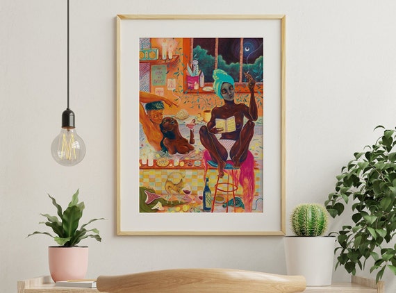 Fumo e Sapone – Slow Love Queer Art Poster, Stampa Black Lesbian, Arte Femminista – A2, A3, A4