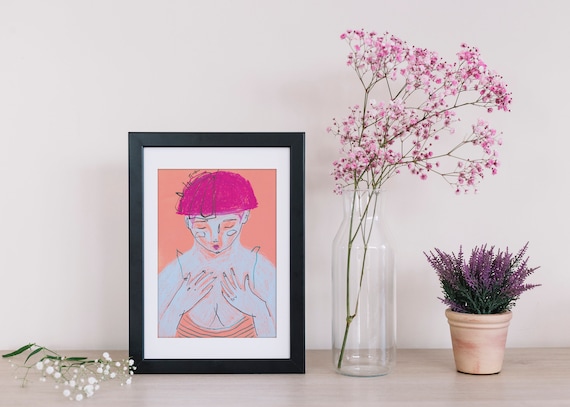 “Cicca” Italian Framed Gouache on Paper “Cicca” Italian Framed Gouache on Paper