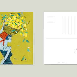 Cartolina Stampa Arte Illustrazione - Cesto di limoni