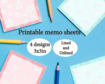 Pastel Kawaii Memo Sheets: 3x3 Printable Notepad (Digital Download)