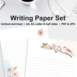 Regalo de autocuidado para ella, kit de cartas imprimible para diario, toma de notas, páginas matutinas, juego de notas digitales florales, su correspondencia