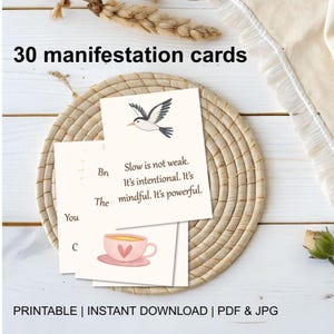 Affirmation Cards Deck, wisdom cards, Manifestation Quotes, 30 Printable DIY Boho Affirmations, Mental Health & Self Care, manifesting kit