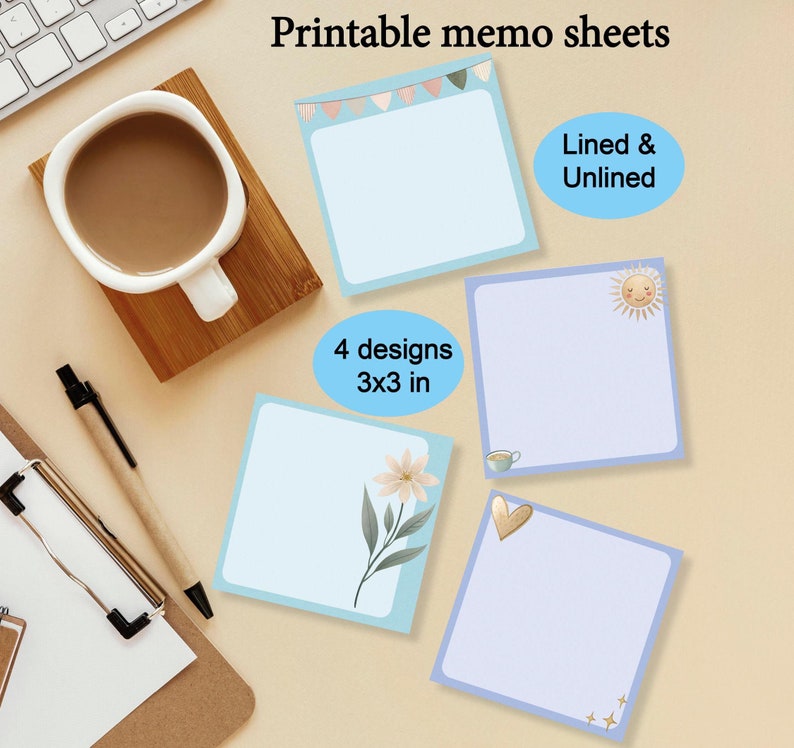 Pastel Kawaii Memo Pad: 3x3 Printable Sticky Notes (digital Download ...