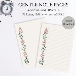 Registros y rastreadores de tareas, juego de papel para tomar notas, hojas de reflexión minimalistas, insertos de planificador imprimibles para llevar un diario, escribir o concentrarse.