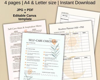 Printable Self-Care Planner: Daily Wellness Checklist, skincare journal