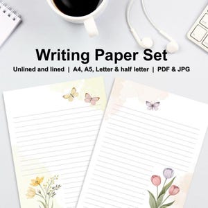 Regalo de autocuidado para ella, correspondencia imprimible, idea de regalo para mamá, juego de papel para escribir un diario, papelería para notas y páginas matutinas.