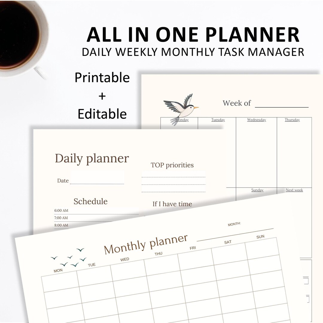 Task Trackers and Logs – Daily Weekly Monthly Task Manager PDF, Hourly ...