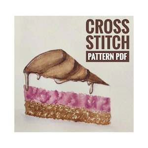 Raspberry Cake Cross Stitch Pattern: Kawaii Dessert (PDF)