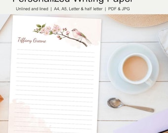 Personalized Floral Writing Paper: Custom Stationery Set (PDF)