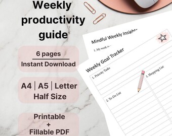 Mindful Weekly Planner 2025: Goal Tracker Checklist (Printable PDF)
