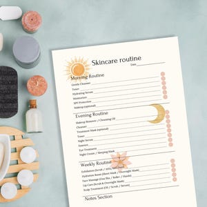 Skincare Routine Tracker: Daily & Weekly Checklist (Canva Template) image 2