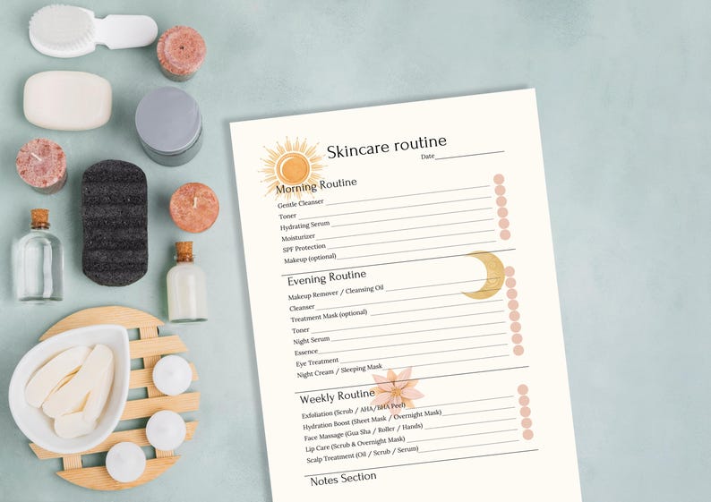 Skincare Routine Tracker: Daily & Weekly Checklist (Canva Template) image 2