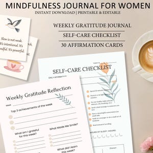 Calm Mind Kit: Gratitude Journal, Affirmation Cards (Printable PDF Bundle)