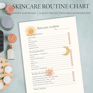 Hautpflege-Routine-Tracker: Tägliche & wöchentliche Checkliste (Canva-Vorlage)