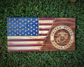 American Flag Wood Sign Military/Police/Fire