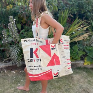 NEW Oversized Recycled, Fair trade Beach / Tote Bag. Elephant Cement Print image 2