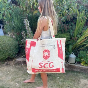 NEW Oversized Recycled, Fair trade Beach / Tote Bag. Elephant Cement Print XL SHOULDER BAG