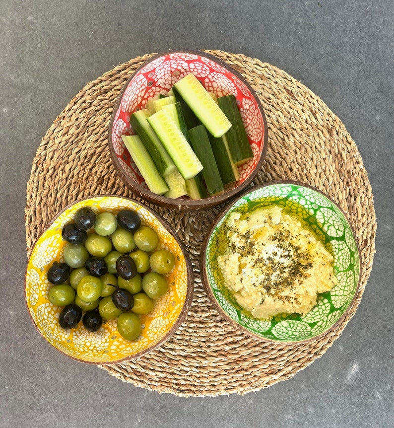 Coconut Snack Bowl Cracked Eggshell Pattern // Sustainable bowl, smoothie bowl, fairtrade, outdoor dining, ethical, coconut, nibble bowl, image 2