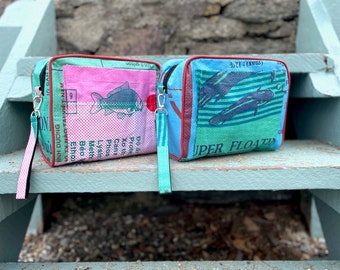 Recycled Fairtrade Washbag with Detachable Strap / eco friendly washbag / teenage gift / toiletry bag / recycled washbag  - free gift Incl