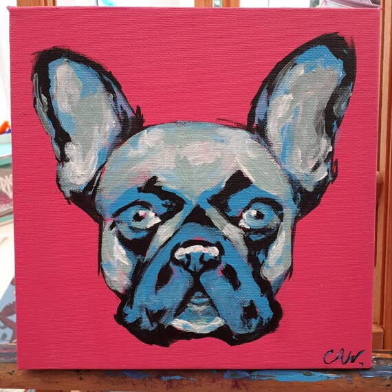 french bulldog acrylic painting