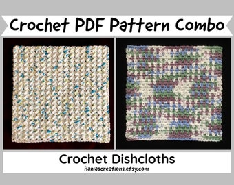 DISHCLOTH PDF PATTERN Combo Crochet Eco Friendly Cotton Dishcloth Pattern Instant Download Washcloth Easy Printable Pattern Housewarming