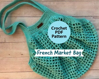 MARKET BAG PATTERN Pdf Instant Download Crochet Eco Friendly French Market Bag Pattern Farmer's Market Mesh Bag Beach Bag Printable Pattern