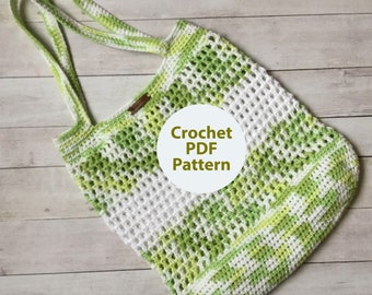 MARKET BAG PATTERN Pdf Instant Download Crochet Eco Friendly Market Bag Pattern Farmer's Market Tote Bag Pattern Beach Bag Printable Pattern