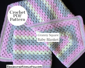 Baby Blanket PATTERN Crochet Granny Square Baby Blanket Pattern Instant PDF Download Easy Printable Pattern Medium Weight Blanket Pattern