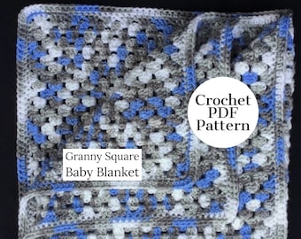 Baby Blanket PATTERN Crochet Granny Square Baby Blanket Pattern Instant PDF Download Easy Printable Pattern Gift For Baby Boy Girl