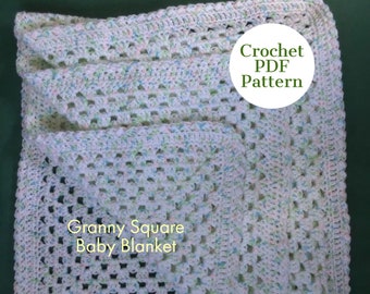 Baby Blanket PATTERN Crochet Granny Square Baby Blanket Pattern Instant PDF Download Easy Printable Pattern Light Weight Blanket Pattern