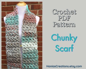 CROCHET PDF PATTERN Chunky Scarf Pattern Instant Download Printable Pattern Super Bulky Scarf Pattern Crochet Chunky Scarf Pdf