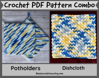 POTHOLDER DISHCLOTH PATTERN Crochet Cotton Potholders Eco Friendly Cotton Dishcloth Pattern Instant Pdf Download Easy Printable Pattern