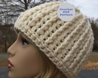 HAT PDF PATTERN Crochet Chunky Beanie Pattern Instant Download Gift for Her Winter Hat Pattern Easy Printable Pattern Diy Project