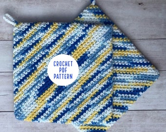 POTHOLDER PDF PATTERN Crochet Double Sided Potholder Pattern Instant Download Handmade Eco Friendly Cotton Potholders Easy Printable Pattern