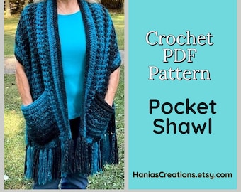 POCKET SHAWL PATTERN Crochet pdf Pattern Instant Download Easy Printable Pattern Crochet Pocket Shawl Pattern Hobo Scarf Pattern