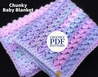 Baby Blanket PATTERN Crochet Instant PDF Download Chunky Baby Blanket Printable Pattern Crochet Super Bulky Baby Blanket Pattern
