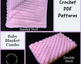 Baby Decke MUSTER PDF Download leichte Baby Decke Printable Patterns Baby Decke Schräg/Double Shell Stitch