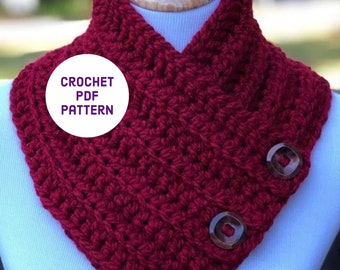 Chunky Button Cowl Crochet Pattern: Bulky Scarf (PDF Pattern)