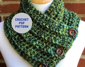 COWL PDF PATTERN Crochet Functional Buttons Cowl Instant Download Easy Pattern Crochet Super Bulky Boston Harbor Scarf Printable Pattern Diy