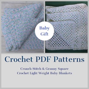 Baby Blanket PDF PATTERNS Crochet Instant Download Granny Square Baby Blanket Easy Printable Pattern Crunch Stitch Baby Blanket Easy Pattern