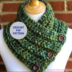 COWL PDF PATTERN Crochet Functional Buttons Cowl Instant Download Easy Pattern Crochet Super Bulky Boston Harbor Scarf Printable Pattern Diy