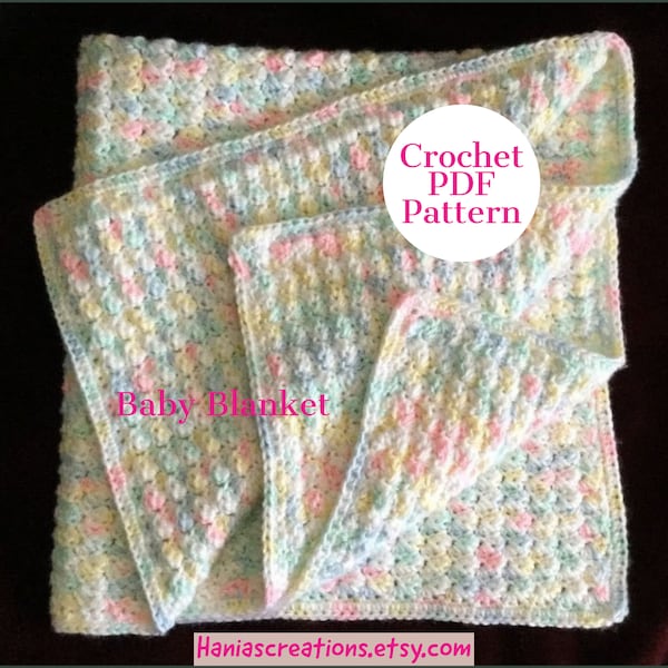 Baby Blanket PATTERN Crochet Instant PDF Download Handmade Crochet Baby Blanket Easy Printable Pattern Light Weight Baby Blanket Pattern