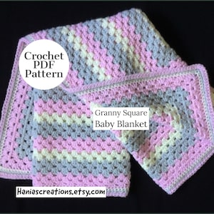 Baby Blanket PATTERN Crochet Granny Square Baby Blanket Pattern Instant PDF Download Easy Printable Pattern Medium Weight Blanket Pattern