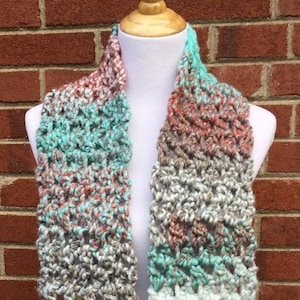 CROCHET CHUNKY SCARF Super Bulky Long Scarf Gift for Her Handmade Crochet Chunky Scarf Winter Accessory Soft and Chunky Scarf