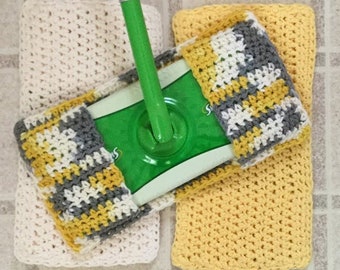 ECO Friendly SWEEPER COVERS Cleaning Crochet Sweeper Pads Handmade Reusable Cotton Mop Covers Wet or Dry Fits Standard Size Sweepers Mops