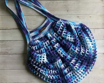 FRENCH MARKET BAG Eco Friendly Crochet Farmer's Market Bag Cotton Shopping Mesh Bag Crochet Beach Bag Summer Bag Gift for Her Reusable Bag