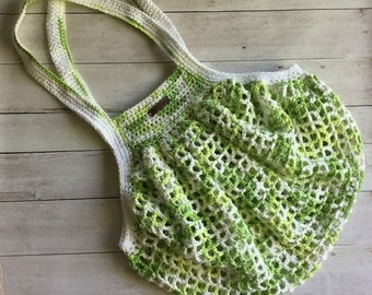 FRENCH MARKET BAG Eco Friendly Crochet Farmer's Market Bag Cotton Shopping Mesh Bag Crochet Beach Bag Summer Bag Gift for Her Reusable Bag