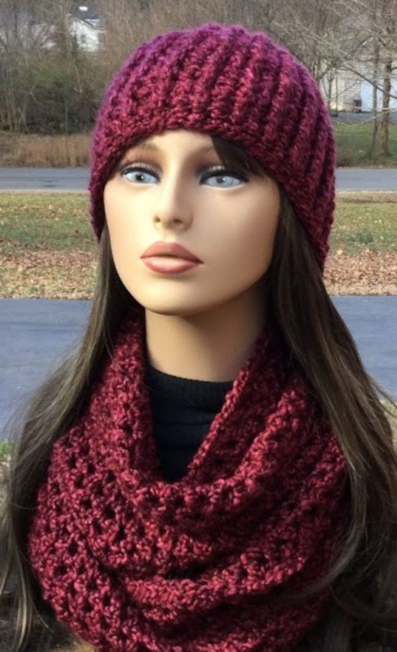 CROCHET INFINITY SCARF Bulky Hat Homespun Yarn Handmade Scarf and Hat ...