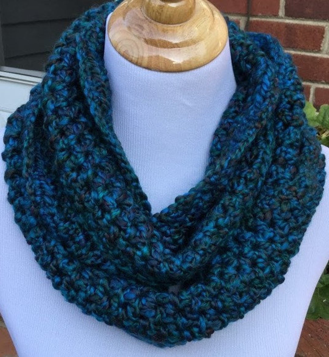 CROCHET INFINITY SCARF Homespun Yarn Handmade Scarf Chunky Soft and ...